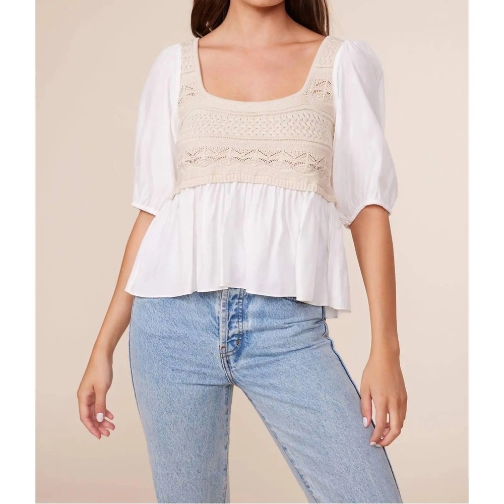 LUCY PARIS Poppy Crochet Tee Large